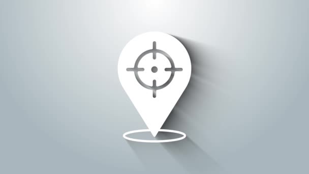 White Target financial goal concept icon isolated on grey background. Symbolic goals achievement, success. 4K Video motion graphic animation — Vídeo de Stock