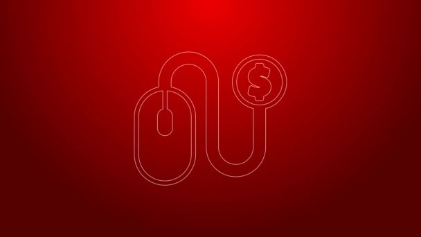 Green line Advertising icon isolated on red background. Concept of marketing and promotion process. Responsive ads. Social media advertising. 4K Video motion graphic animation — Video Stock