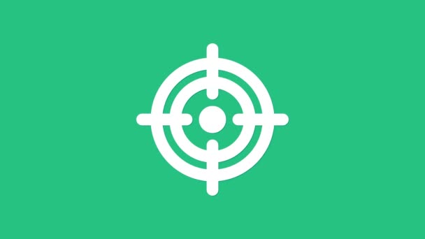 White Target financial goal concept icon isolated on green background. Symbolic goals achievement, success. 4K Video motion graphic animation — Stock Video