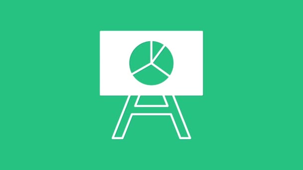 White Board with graph chart icon isolated on green background. Report text file icon. Accounting sign. Audit, analysis, planning. 4K Video motion graphic animation — Stock Video