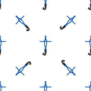 Olta oltası ve yüzen ikon beyaz arka planda izole edilmiş pürüzsüz desen. Balık oltası. Renkli taslak konsepti. Vektör