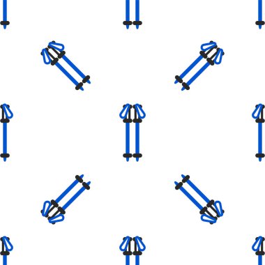 Çizgi kayak direkleri simgesi beyaz arkaplanda izole edilmiş pürüzsüz desen. Olağanüstü bir spor. Kayak ekipmanları. Kış sporları ikonu. Renkli taslak konsepti. Vektör