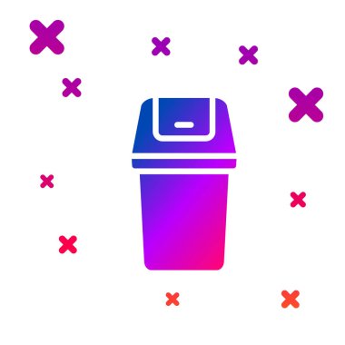 Beyaz arkaplanda renk çöp kutusu simgesi izole edildi. Çöp kutusu tabelası. Sepet simgesini geri dönüştür. Ofis çöpü ikonu. Kademeli rastgele dinamik şekiller. Vektör