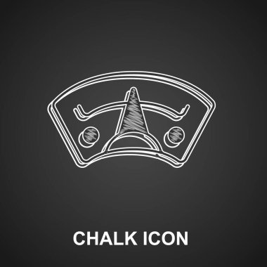 Tebeşir Motor gaz göstergesi simgesi siyah arkaplanda izole edildi. Yakıt göstergesi boş. Tam depo göstergesi. Vektör