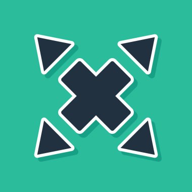 Yeşil arkaplanda mavi yönlü ok simgesi izole edildi. Vektör