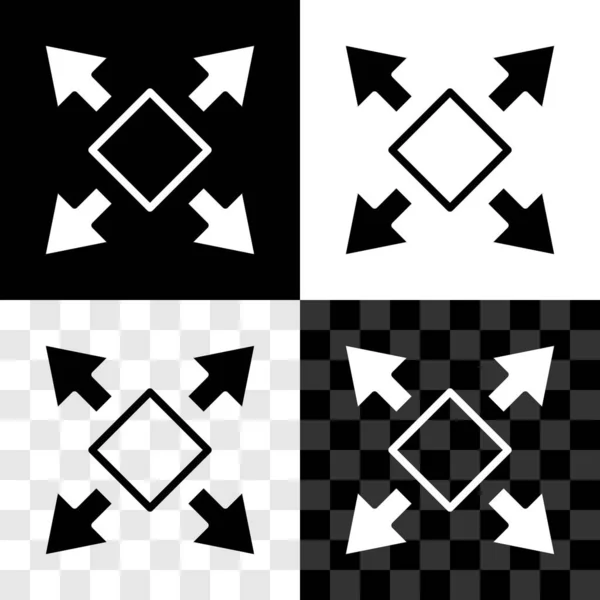 Réglez l'icône de flèche directionnelle de plusieurs façons isolée sur fond noir et blanc et transparent. Vecteur — Image vectorielle