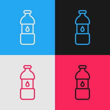 Popüler sanat eseri şişe ikonu renk arkaplanında izole edilmiş. Soda su içme tabelası. Vektör