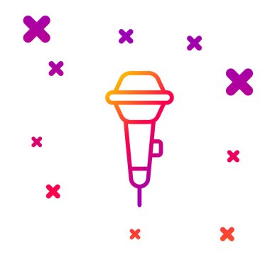 Renkli mikrofon simgesi beyaz arkaplanda izole edildi. Radyodaki mikrofondan. Sözcü işareti. Kademeli rastgele dinamik şekiller. Vektör