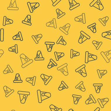 Mavi çizgi Noel Baba şapkası ikonu sarı arka planda kusursuz desen izole etti. Mutlu Noeller ve mutlu yıllar. Vektör