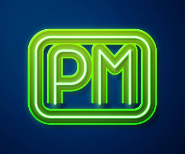 Parlayan neon çizgisi Gün simgesi mavi arkaplanda izole edildi. Zaman sembolü. Vektör