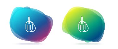 Beyaz arkaplanda askeri künye simgesi belirle. Kimlik etiketi simgesi. Ordu işareti. Sıvı şekilli soyut pankart. Vektör