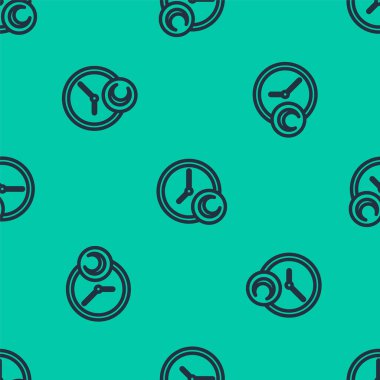 Mavi çizgi zaman ikon yeşil arka planda izole edilmiş pürüzsüz desen uyku zamanı. Uykulu Zzzz. Sağlıklı bir yaşam tarzı. Vektör