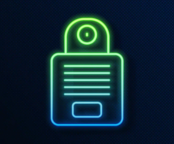 Ragyogó neon vonal Intercom ikon elszigetelt kék háttér. Vektor — Stock Vector