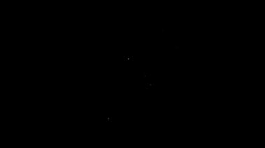 Siyah arka planda izole edilmiş beyaz çizgi üzerindeki su ikonu. Soda su içme tabelası. 4K Video hareketli grafik canlandırması