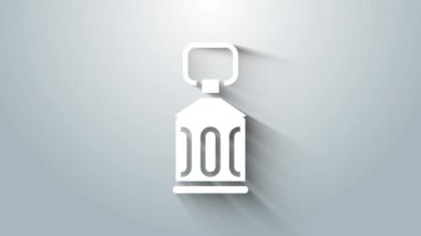 Beyaz Ramazan Kareem fener simgesi gri arkaplanda izole edildi. 4K Video hareketli grafik canlandırması