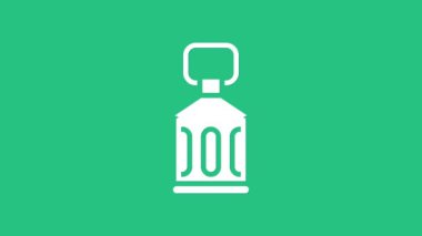 Beyaz Ramazan Kareem fener ikonu yeşil arkaplanda izole edildi. 4K Video hareketli grafik canlandırması