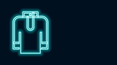 Parlayan neon hattı Shirt Kurta simgesi siyah arkaplanda izole edildi. 4K Video hareketli grafik canlandırması