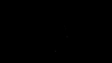 Beyaz çizgi Kabe cami simgesi siyah arkaplanda izole edildi. Kabe 'deki hac ibadeti Ramazan-ı İslam camii. 4K Video hareketli grafik canlandırması