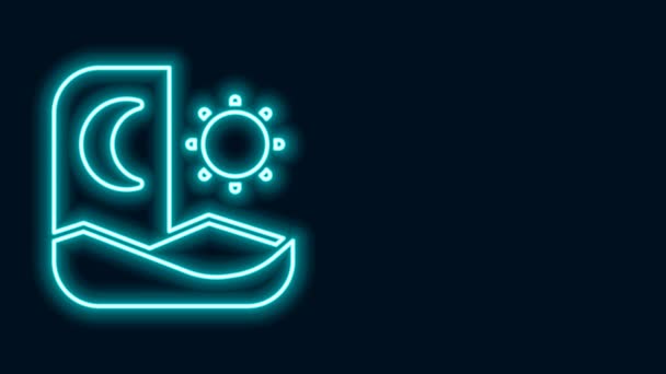 Glowing neon line Ramadan fasting icon isolated on black background. Fast day and night. Religious fasting. 4K Video motion graphic animation — Stock video