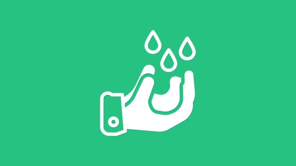 White Wudhu icon isolated on green background. Muslim man doing ablution. 4K Video motion graphic animation — Stockvideo