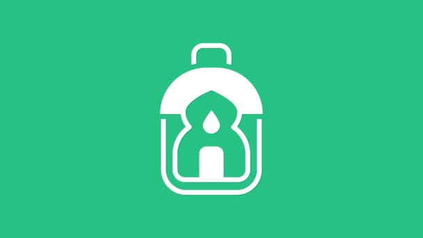 Bílý ramadán Kareem lucerna ikona izolované na zeleném pozadí. Grafická animace pohybu videa 4K — Stock video