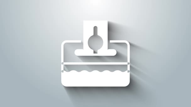 白色捐献或支付你的zakat作为穆斯林强制性图标孤立的灰色背景。在开斋节前，穆斯林慈善机构或在拉玛丹的施舍。4K视频运动图形动画 — 图库视频影像