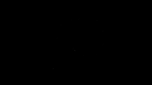 Λευκή γραμμή Ροζάριο χάντρες θρησκεία εικονίδιο απομονώνονται σε μαύρο φόντο. 4K Γραφική κίνηση κίνησης βίντεο — Αρχείο Βίντεο