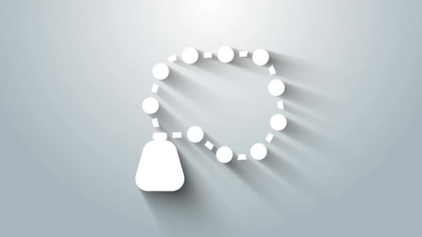 Perles de chapelet blanc icône de religion isolé sur fond gris. Animation graphique de mouvement vidéo 4K — Video