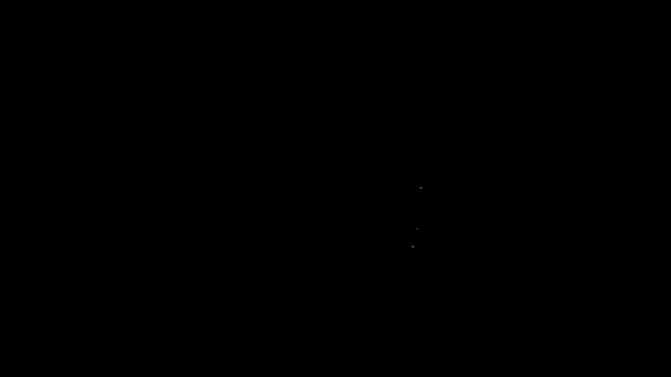 黒の背景に隔離された白い線のイスラム教徒のモスクのアイコン。4Kビデオモーショングラフィックアニメーション — ストック動画