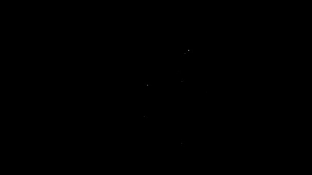 Біла лінія ікони мечеті Кааба ізольована на чорному тлі. Кааба ха-дж Мекка молиться про паломництво рамаданської мусульманської муслім мечеті. 4K Відеографічна анімація — стокове відео