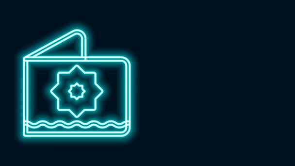 Glowing neon line Islamic octagonal star ornament icon isolated on black background. 4K Video motion graphic animation — Stock Video