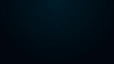 Parlayan neon hattı kağıt alışveriş torbası ve siyah arka planda izole edilmiş yiyecek ikonu. Yiyecek dükkanı, süpermarket. 4K Video hareketli grafik canlandırması