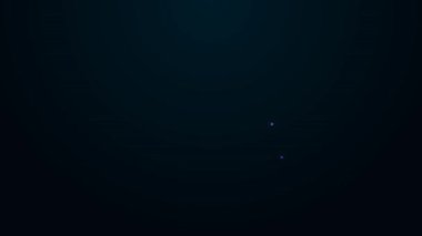 Parlayan neon çizgi barkod simgesi siyah arkaplanda izole edildi. 4K Video hareketli grafik canlandırması