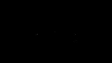 Beyaz çizgi kredi kartı simgesi siyah arkaplanda izole edildi. Çevrimiçi ödeme. Nakit çekilmesi. Finansal operasyonlar. Alışveriş tabelası. 4K Video hareketli grafik canlandırması