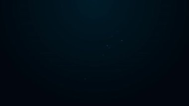 Parlayan neon hat kamera ikonu siyah arkaplanda izole edildi. 4K Video hareketli grafik canlandırması