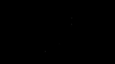 Siyah zemin üzerinde dolar simgesi olan beyaz çizgi Yeni fiyat etiketi. Rozet fiyatına. Dolar sembollü indirim. Reklam etiketi indirimi. 4K Video hareketli grafik canlandırması