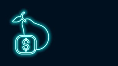 Armut simgesi için parlayan neon hattı Price etiketi siyah arkaplanda izole edildi. 4K Video hareketli grafik canlandırması