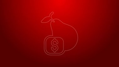 Armut simgesi için yeşil çizgi Price etiketi kırmızı arkaplanda izole edildi. 4K Video hareketli grafik canlandırması
