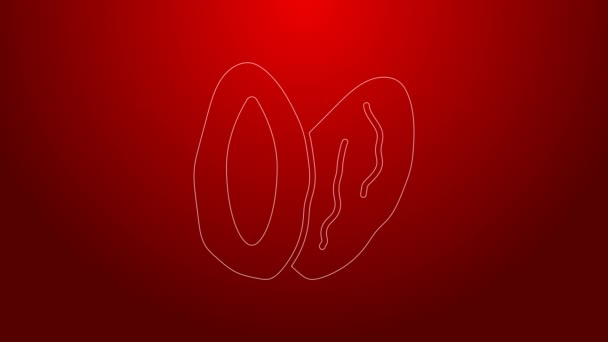 Green line Date fruit icon isolated on red background. 4K Video motion graphic animation — Video Stock