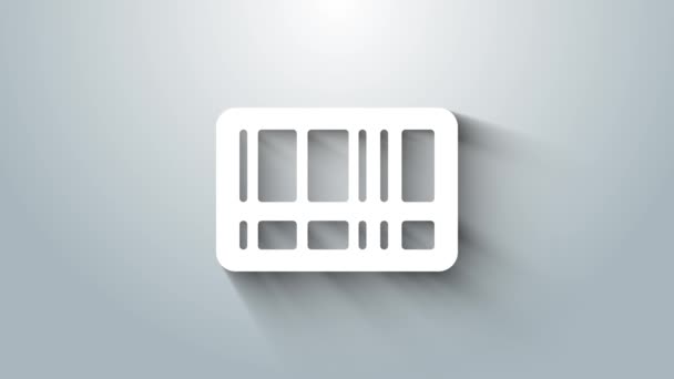 White Barcode icon isolated on grey background. 4K Video motion graphic animation — Stockvideo