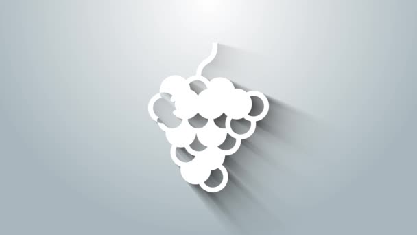 White Grape fruit icon isolated on grey background. 4K Video motion graphic animation — Stockvideo
