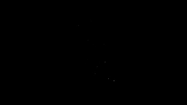 白い線黒の背景に孤立したオリーブオイルのアイコンのボトル。オリーブオイルのアイコンでジャグ。4Kビデオモーショングラフィックアニメーション — ストック動画