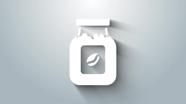 White Coffee jar bottle icon isolated on grey background. 4K Video motion graphic animation — Video Stock