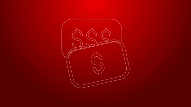 Green line New price tag with dollar icon isolated on red background. Badge for price. Sale with dollar symbol. Promo tag discount. 4K Video motion graphic animation — Vídeo de Stock