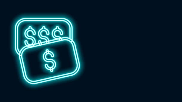 Glowing neon line New price tag with dollar icon isolated on black background. Badge for price. Sale with dollar symbol. Promo tag discount. 4K Video motion graphic animation — Vídeo de Stock