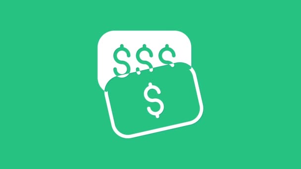 White New price tag with dollar icon isolated on green background. Badge for price. Sale with dollar symbol. Promo tag discount. 4K Video motion graphic animation — Vídeo de Stock