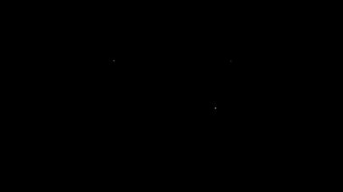 Çevrimiçi beyaz hat sipariş ve yemek dağıtım simgesi siyah arka planda izole edildi. 4K Video hareketli grafik canlandırması