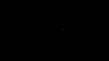 Siyah arka planda beyaz çizgi kağıt ya da mali kontrol simgesi izole edildi. Kağıt baskı çeki, makbuz ya da fatura. 4K Video hareketli grafik canlandırması