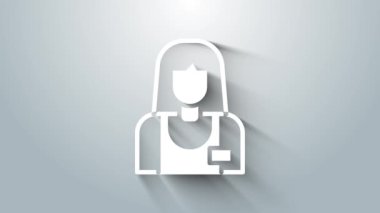 Beyaz Satıcı simgesi gri arkaplanda izole edildi. 4K Video hareketli grafik canlandırması