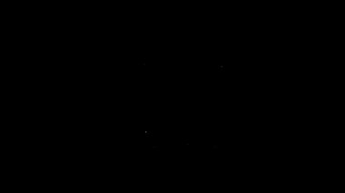 Beyaz çizgili alışveriş arabası simgesi siyah arkaplanda izole edilmiş. İnternetten satın alma konsepti. Servis tabelası. Süpermarket sepeti sembolü. 4K Video hareketli grafik canlandırması